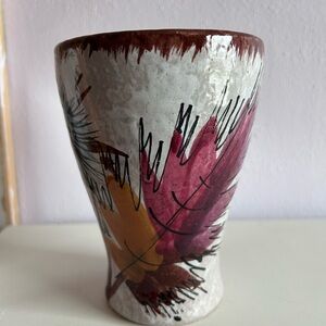 Italian hand painted MCM ceramic vase